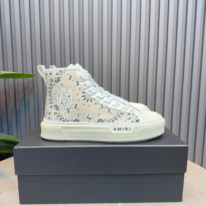 AMIRI Bandana-Print High-Top Sneakers - Cream and Black
