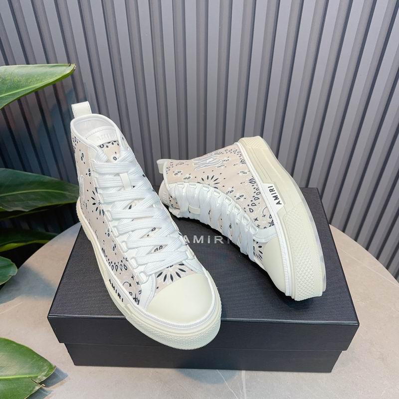AMIRI Bandana-Print High-Top Sneakers - Cream and Black