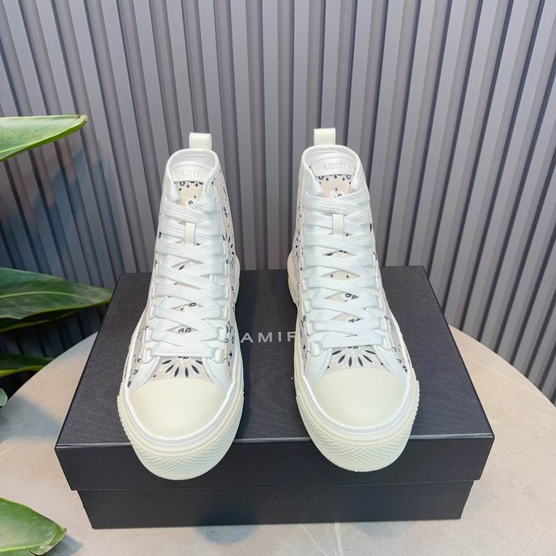 AMIRI Bandana-Print High-Top Sneakers - Cream and Black