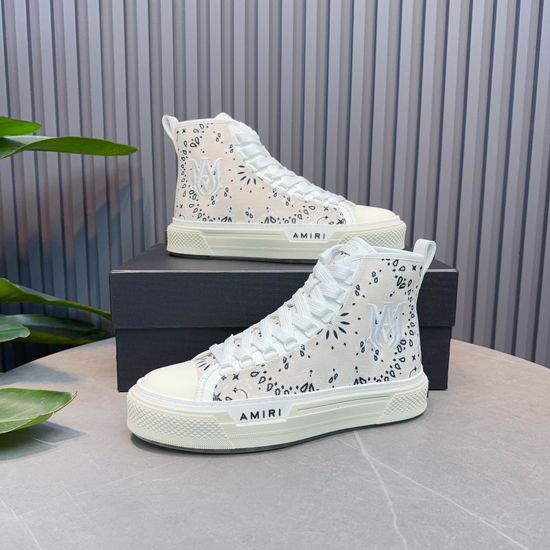 AMIRI Bandana-Print High-Top Sneakers - Cream and Black