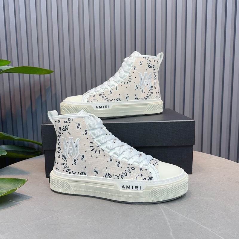 AMIRI Bandana-Print High-Top Sneakers - Cream and Black