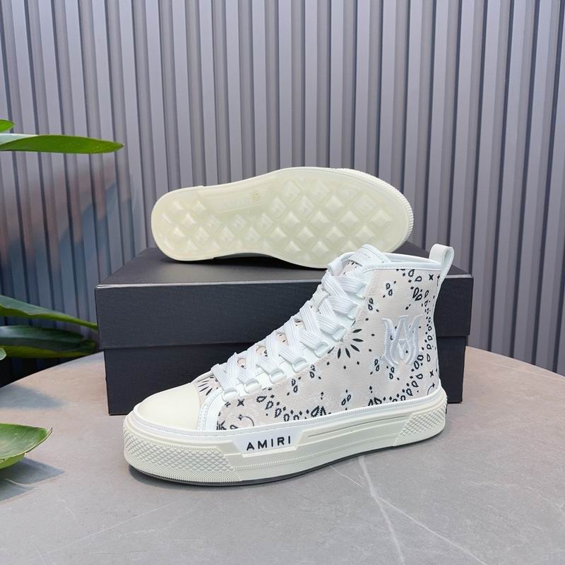 AMIRI Bandana-Print High-Top Sneakers - Cream and Black