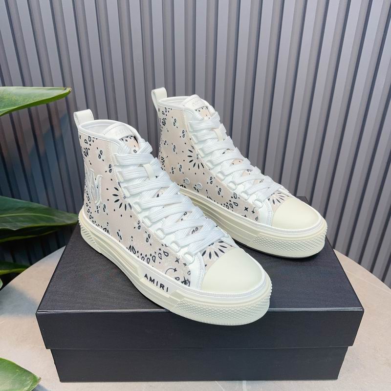AMIRI Bandana-Print High-Top Sneakers - Cream and Black