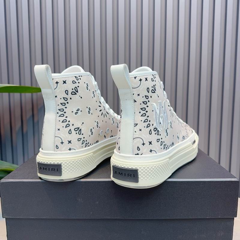 AMIRI Bandana-Print High-Top Sneakers - Cream and Black
