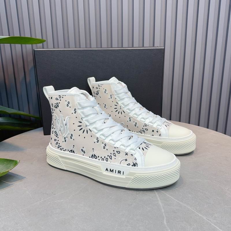AMIRI Bandana-Print High-Top Sneakers - Cream and Black