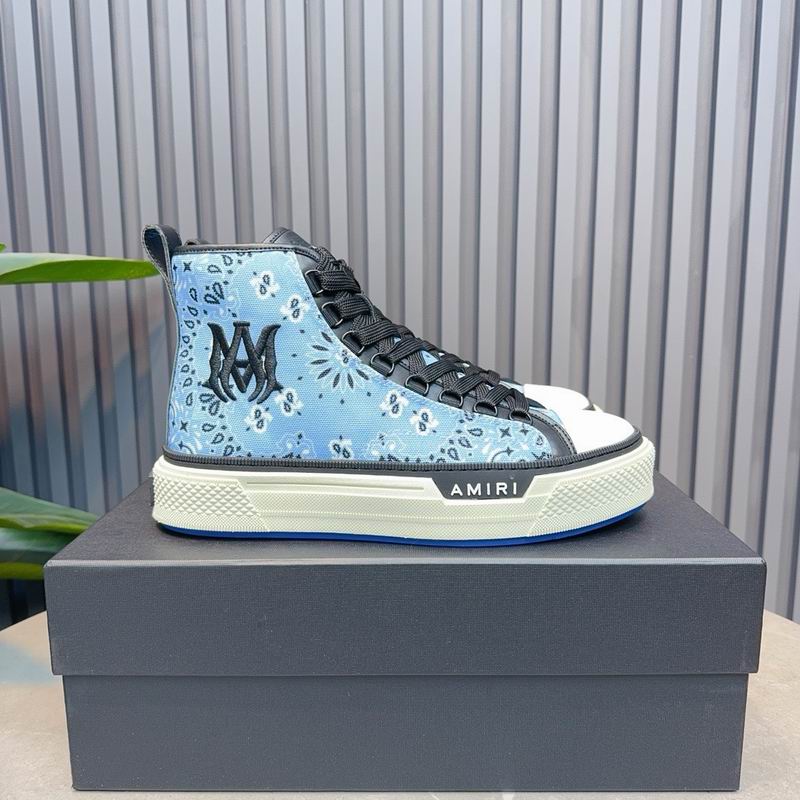 AMIRI Bandana-Print High-Top Sneakers - Light Blue and Black