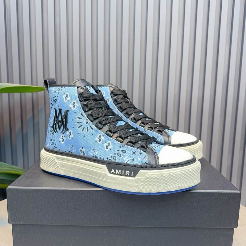 AMIRI Bandana-Print High-Top Sneakers - Light Blue and Black