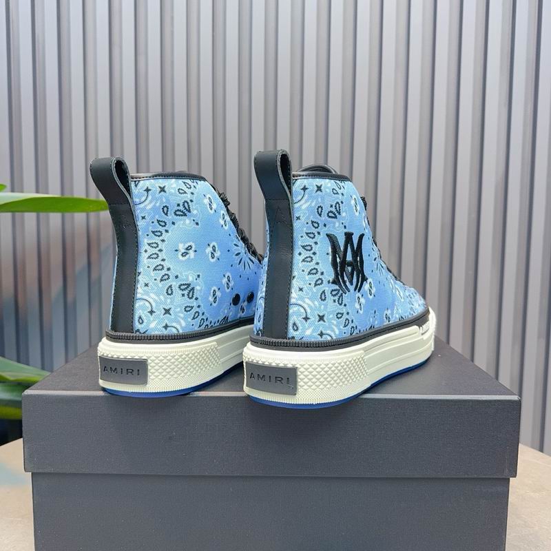 AMIRI Bandana-Print High-Top Sneakers - Light Blue and Black