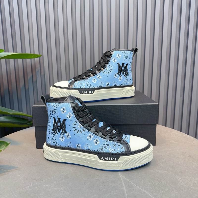AMIRI Bandana-Print High-Top Sneakers - Light Blue and Black