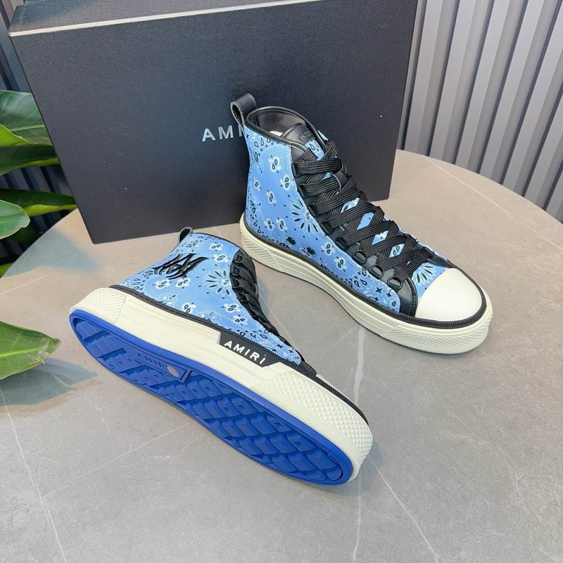 AMIRI Bandana-Print High-Top Sneakers - Light Blue and Black