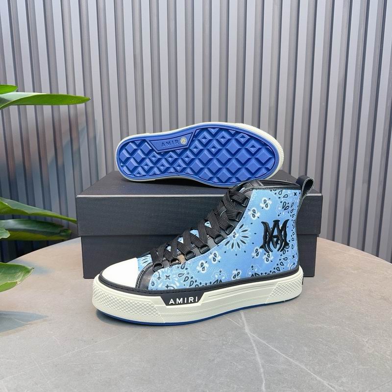 AMIRI Bandana-Print High-Top Sneakers - Light Blue and Black