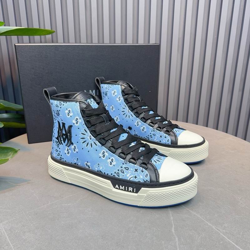 AMIRI Bandana-Print High-Top Sneakers - Light Blue and Black