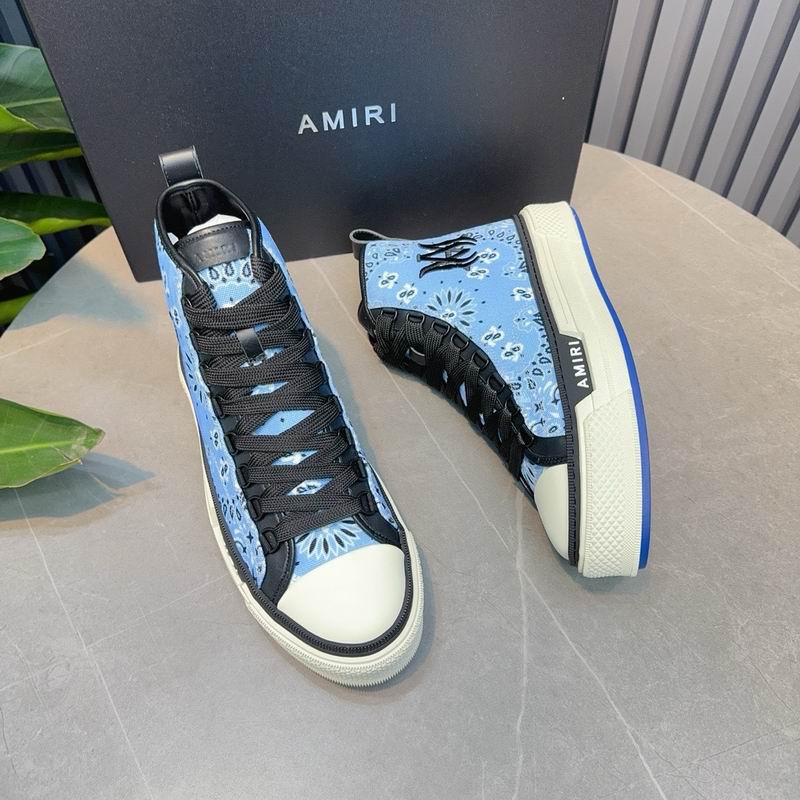 AMIRI Bandana-Print High-Top Sneakers - Light Blue and Black