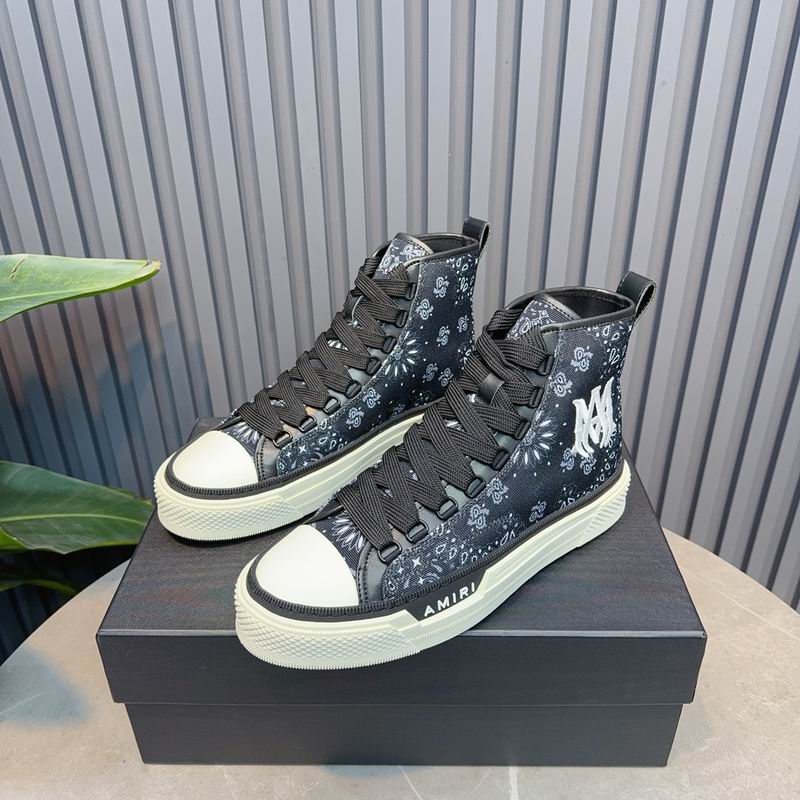 AMIRI Bandana-Print High-Top Sneakers - Black and White