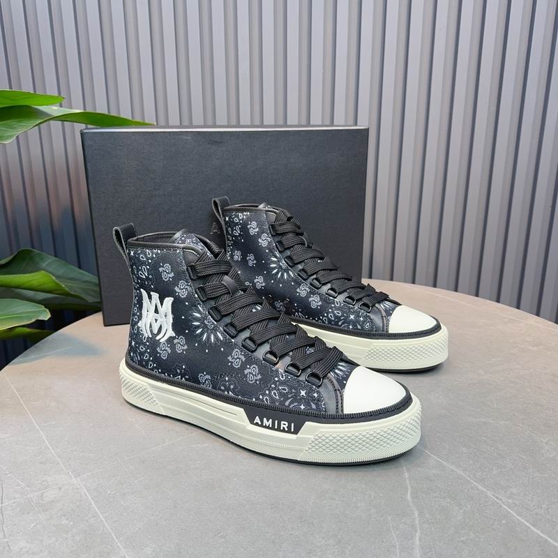AMIRI Bandana-Print High-Top Sneakers - Black and White