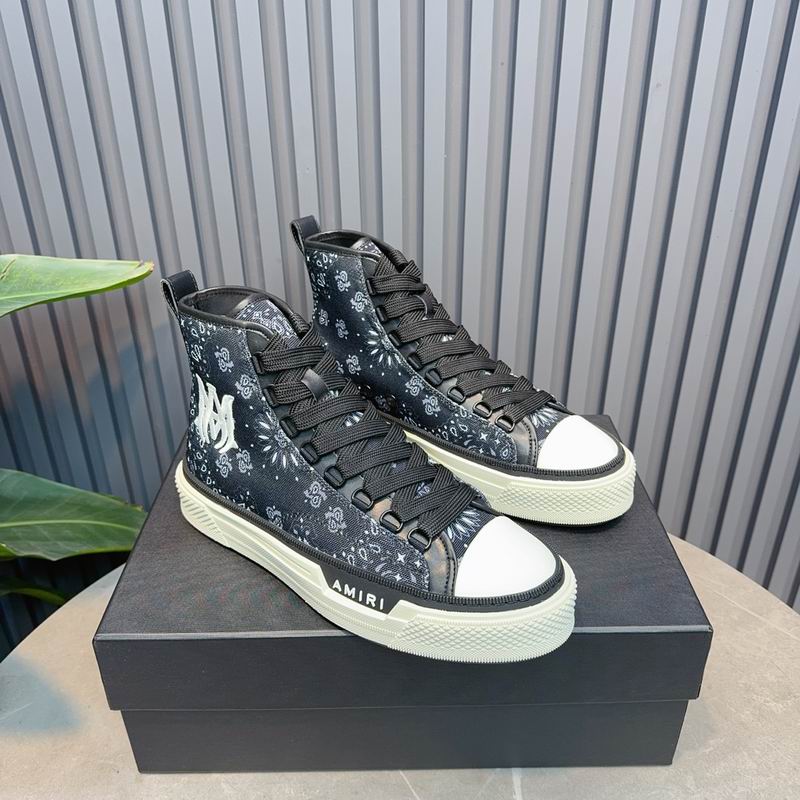 AMIRI Bandana-Print High-Top Sneakers - Black and White