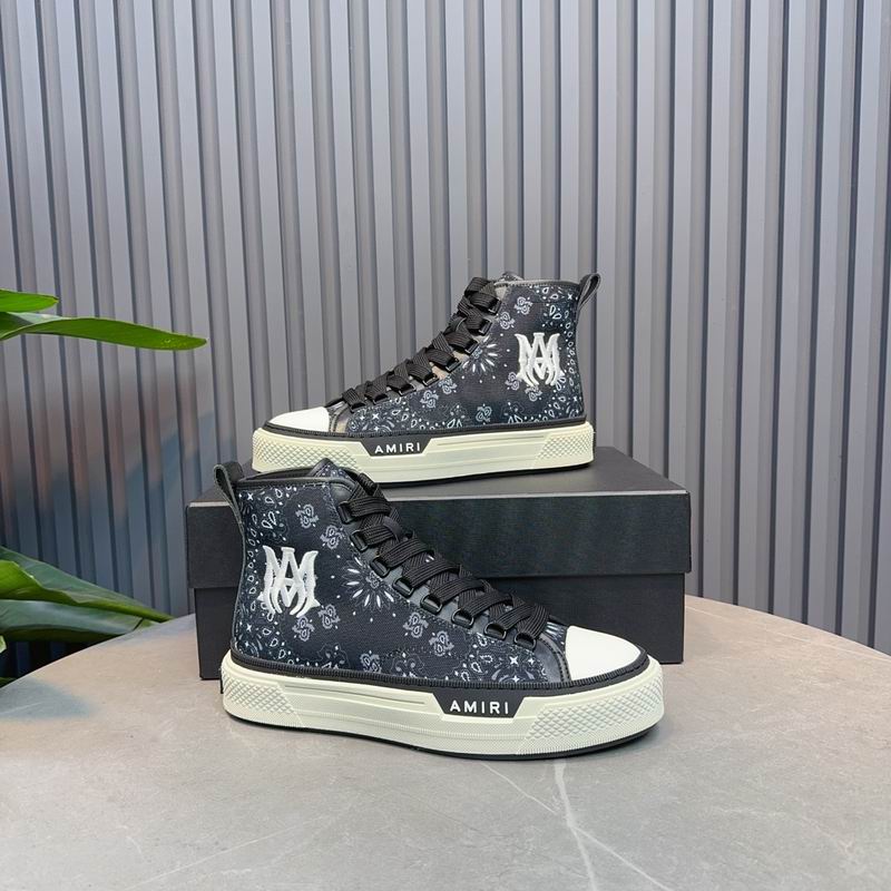 AMIRI Bandana-Print High-Top Sneakers - Black and White