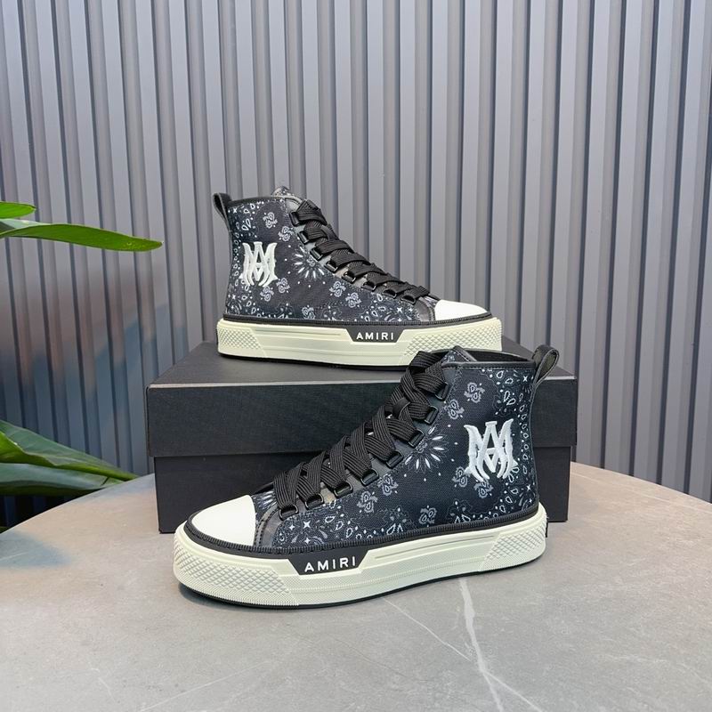 AMIRI Bandana-Print High-Top Sneakers - Black and White