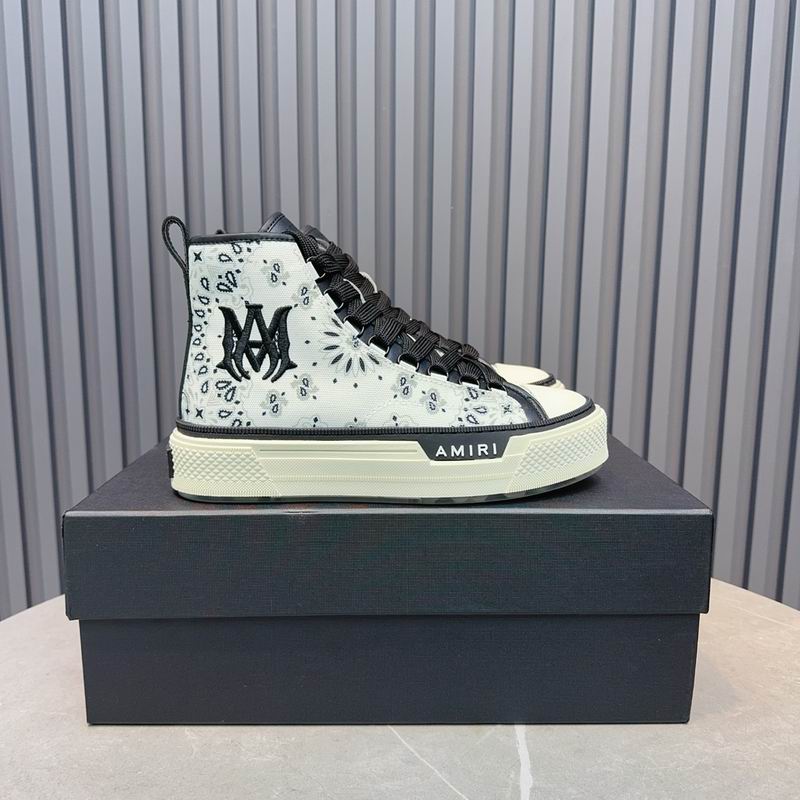 AMIRI Bandana-Print High-Top Sneakers - White and Black