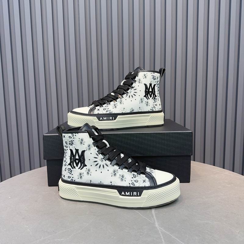 AMIRI Bandana-Print High-Top Sneakers - White and Black