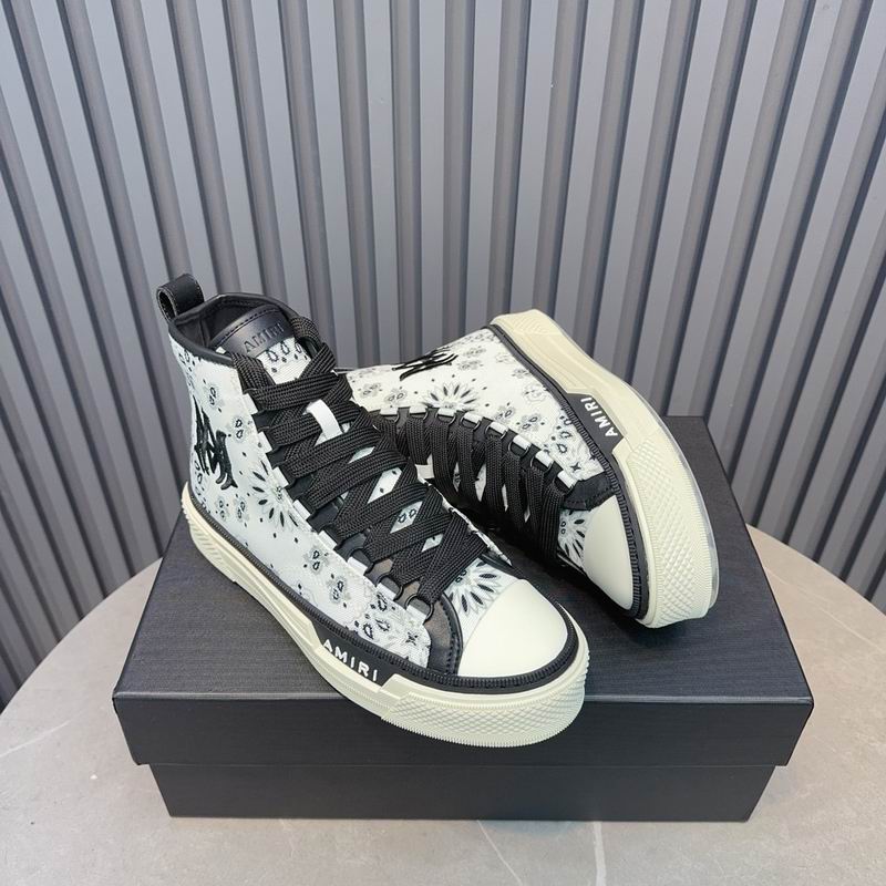 AMIRI Bandana-Print High-Top Sneakers - White and Black