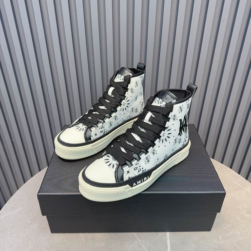AMIRI Bandana-Print High-Top Sneakers - White and Black