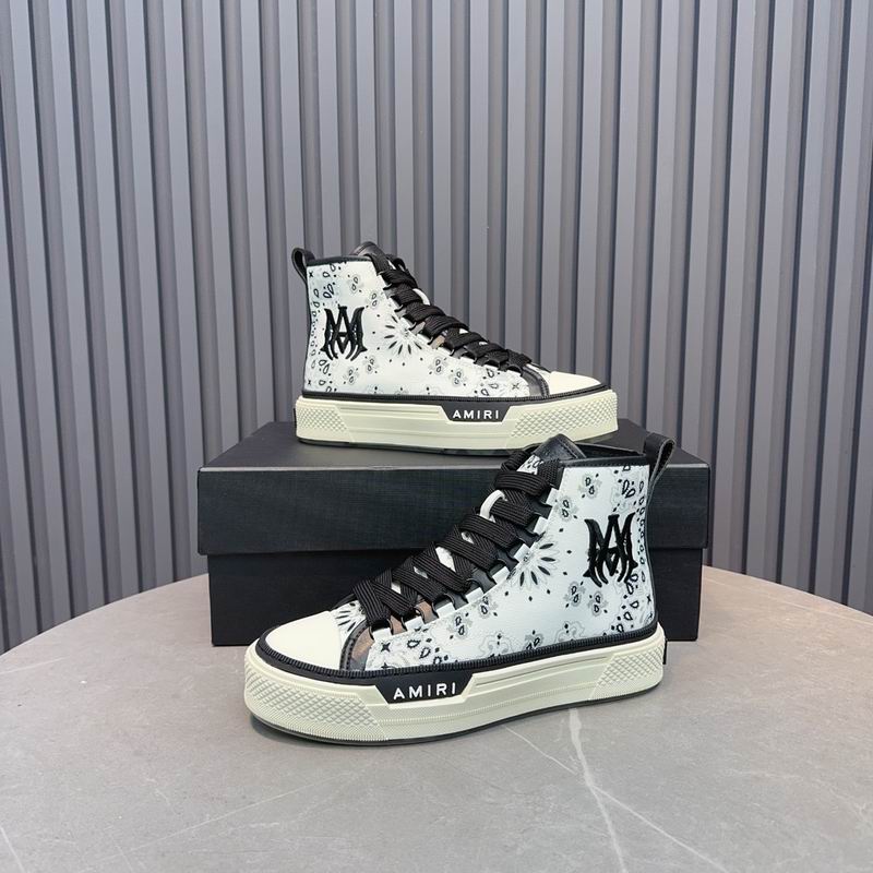 AMIRI Bandana-Print High-Top Sneakers - White and Black