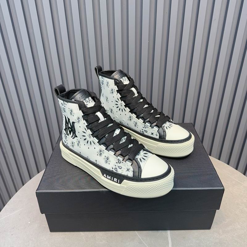 AMIRI Bandana-Print High-Top Sneakers - White and Black