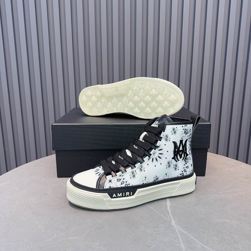 AMIRI Bandana-Print High-Top Sneakers - White and Black