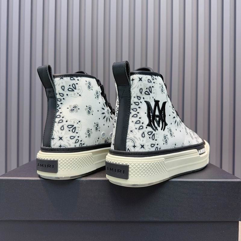 AMIRI Bandana-Print High-Top Sneakers - White and Black