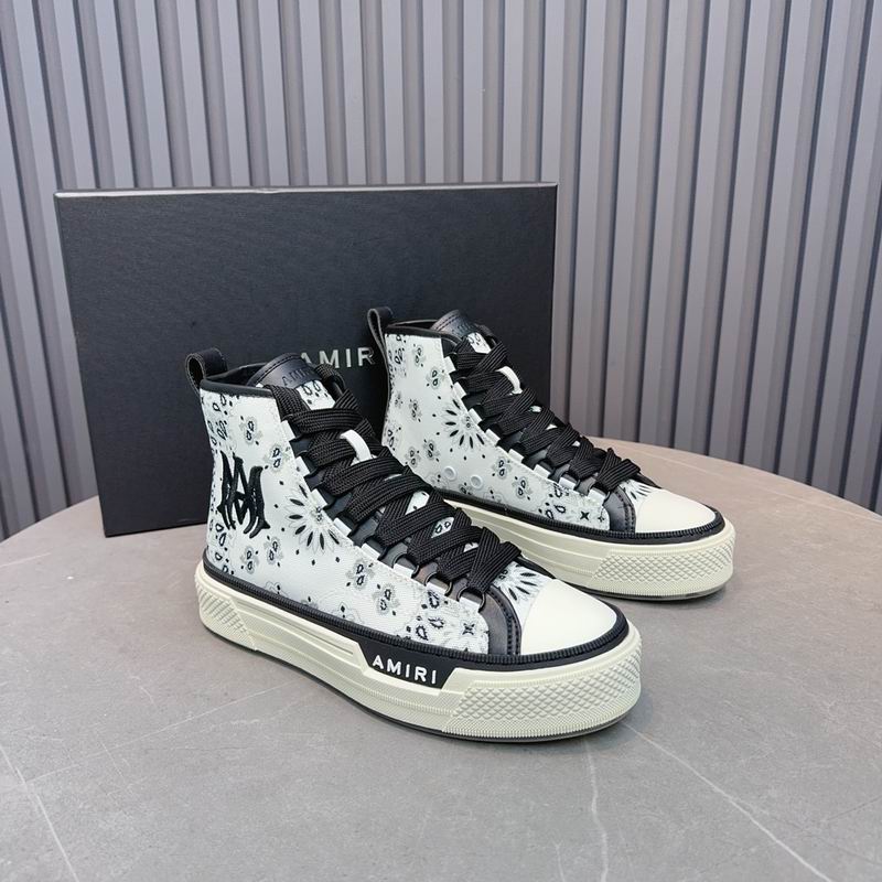 AMIRI Bandana-Print High-Top Sneakers - White and Black