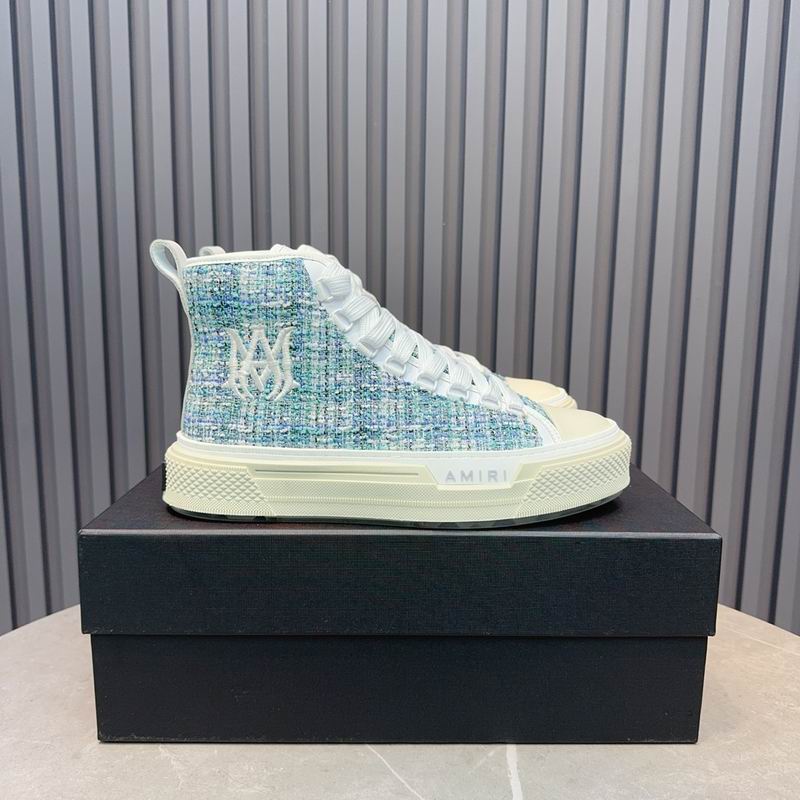 AMIRI Textured High-Top Sneakers - Light Blue and White