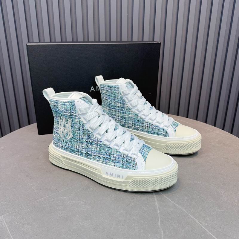 AMIRI Textured High-Top Sneakers - Light Blue and White