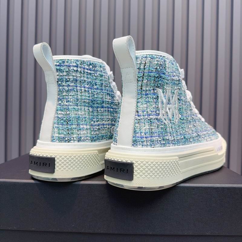 AMIRI Textured High-Top Sneakers - Light Blue and White