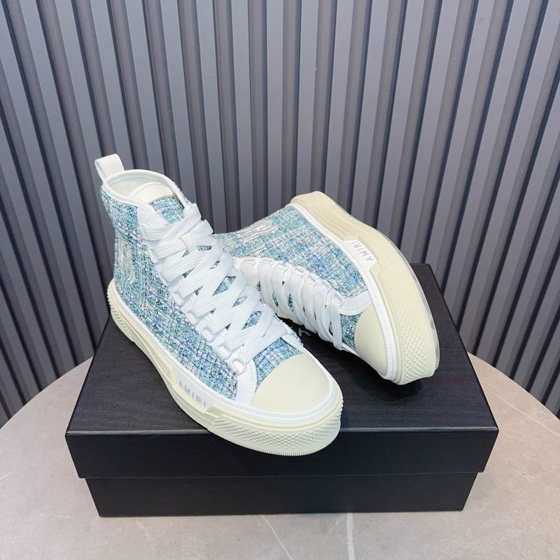 AMIRI Textured High-Top Sneakers - Light Blue and White