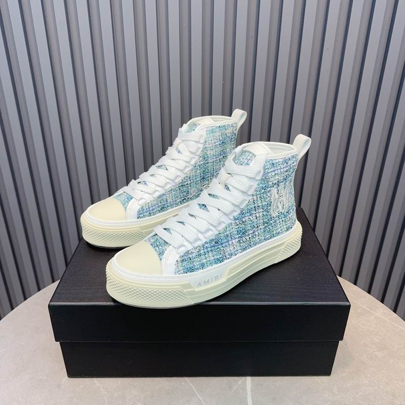 AMIRI Textured High-Top Sneakers - Light Blue and White