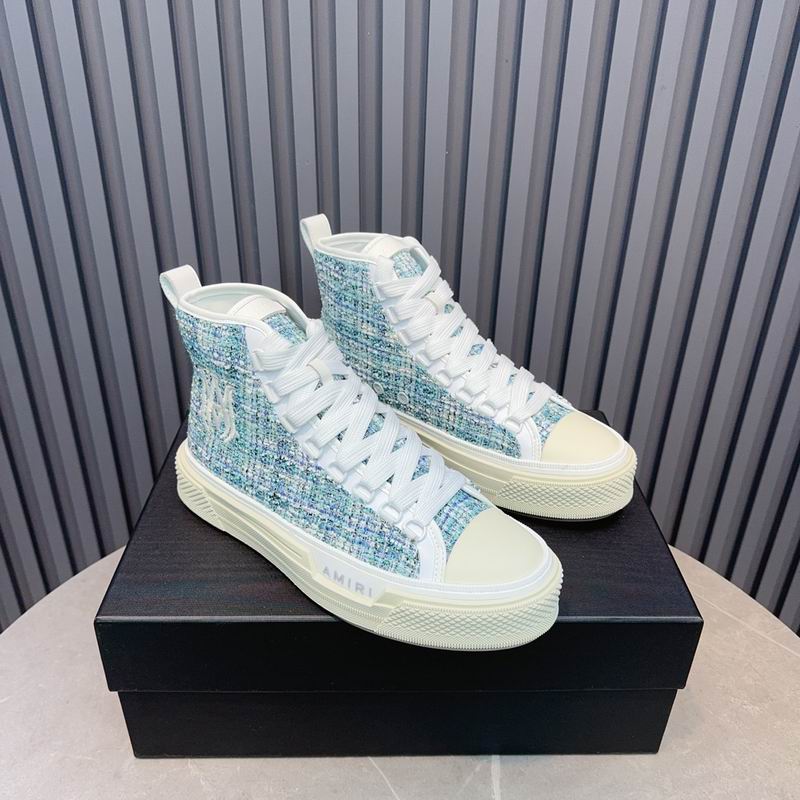 AMIRI Textured High-Top Sneakers - Light Blue and White