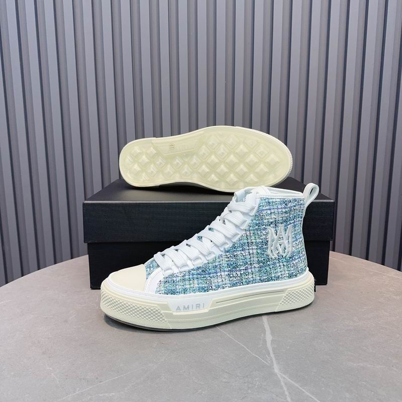 AMIRI Textured High-Top Sneakers - Light Blue and White