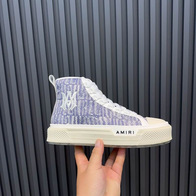 AMIRI Textured High-Top Sneakers - Purple and White