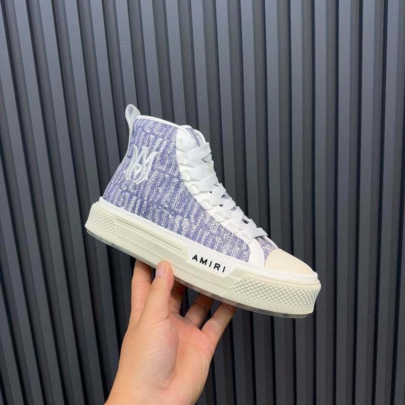 AMIRI Textured High-Top Sneakers - Purple and White