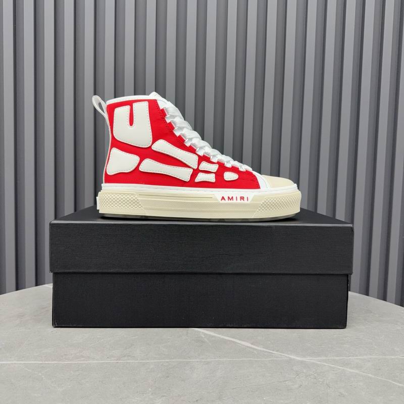 AMIRI Skeleton High-Top Sneakers - Red and White