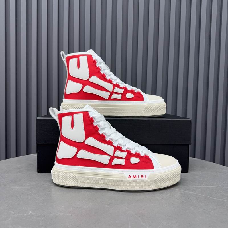 AMIRI Skeleton High-Top Sneakers - Red and White