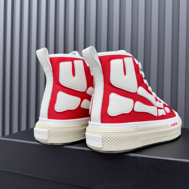 AMIRI Skeleton High-Top Sneakers - Red and White