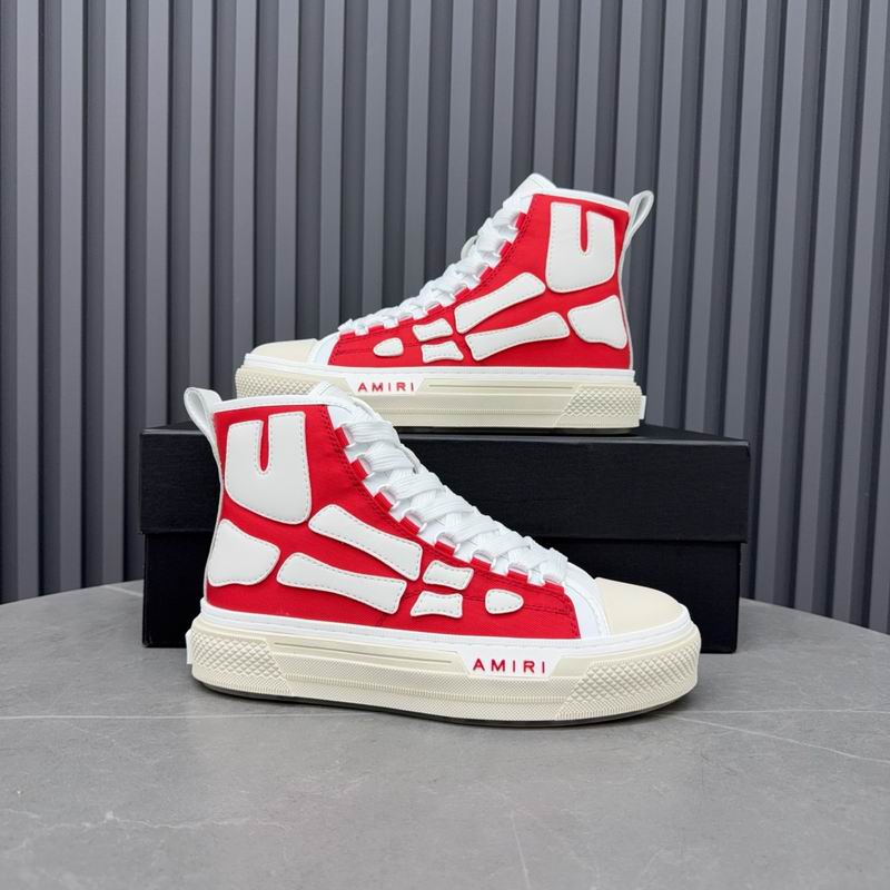 AMIRI Skeleton High-Top Sneakers - Red and White
