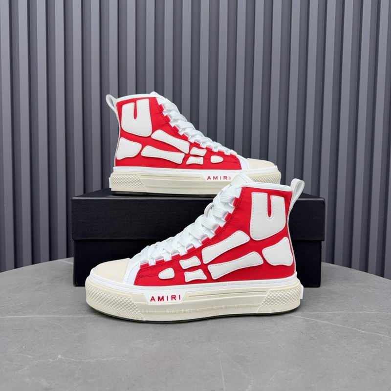 AMIRI Skeleton High-Top Sneakers - Red and White