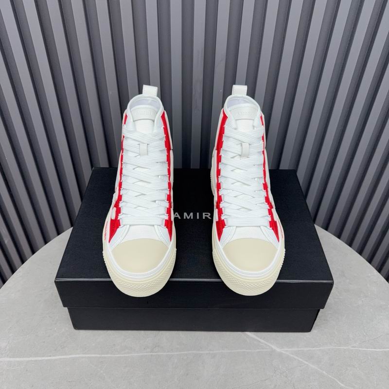 AMIRI Skeleton High-Top Sneakers - Red and White