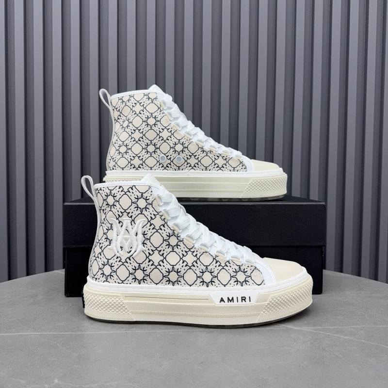 AMIRI Patterned High-Top Sneakers - Cream and Black