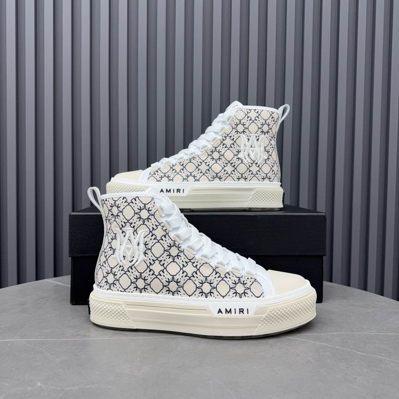 AMIRI Patterned High-Top Sneakers - Cream and Black