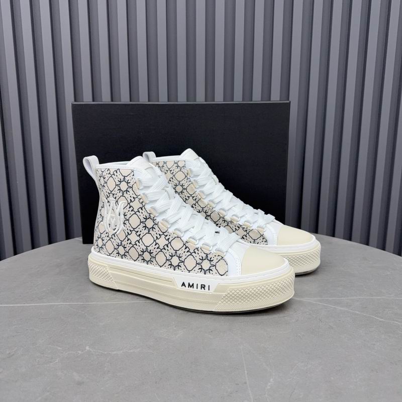 AMIRI Patterned High-Top Sneakers - Cream and Black