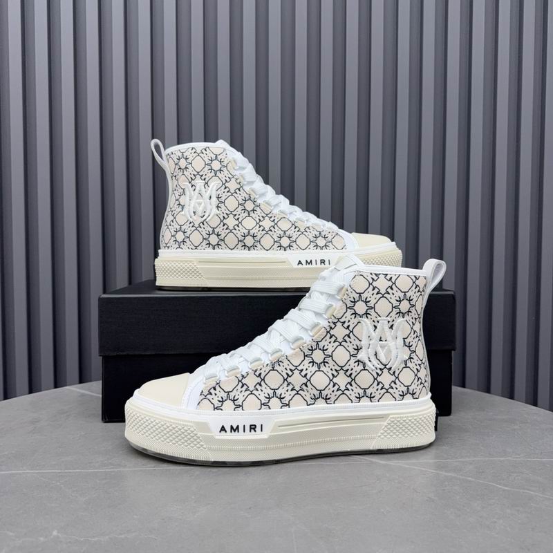 AMIRI Patterned High-Top Sneakers - Cream and Black